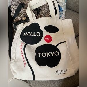Shiseido White Canvas HELLO FROM TOKYO library books shopping travel tote bag